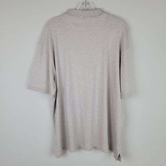 Nordstrom Brand Heather Taupe Button Up Short Sleeves Knit Cotton Polo Shirt XL - Picture 2 of 9